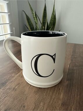 ☕ Monogram “C” Initial Coffee Mug Black & White Ceramic Mug
